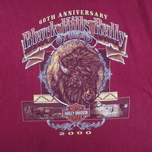 Vtg Harley Davidson Shirt Men 2XL Red Black Hills Sturgis Graphic Tee USA 2000